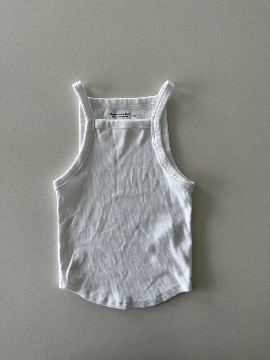 Abercrombie & Fitch White High Neck Essentials Tank