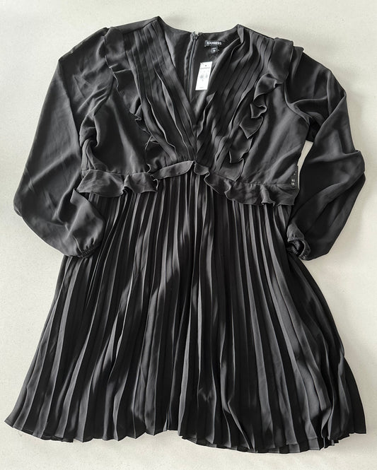 Express Black Pleated Midi Dress