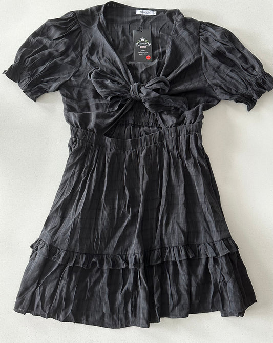 KOJOOIN Black Tie Front Dress