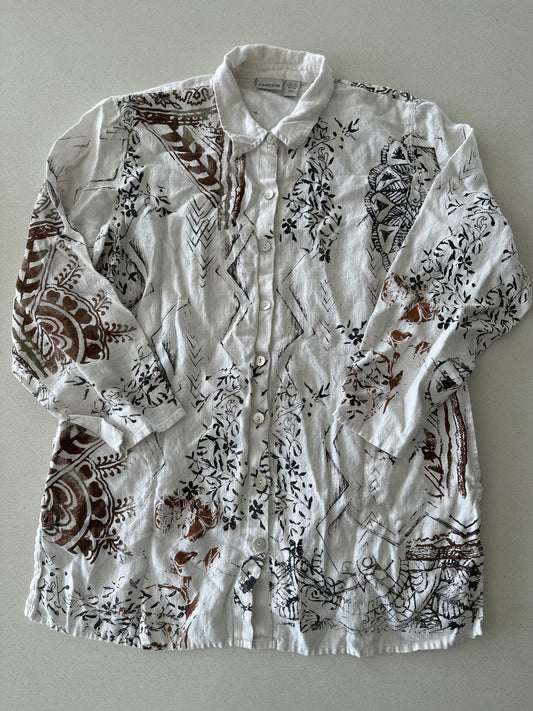 Chico's White Patterned Long Shirt/Dress