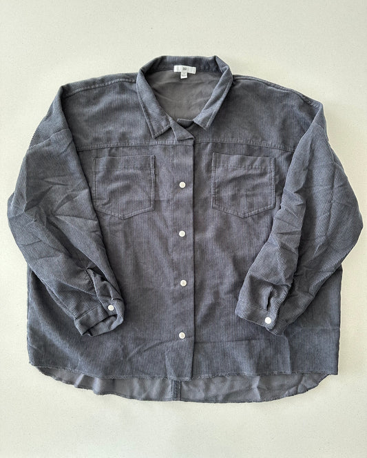 BP. Charcoal Ribbed Button Up Shacket (S)