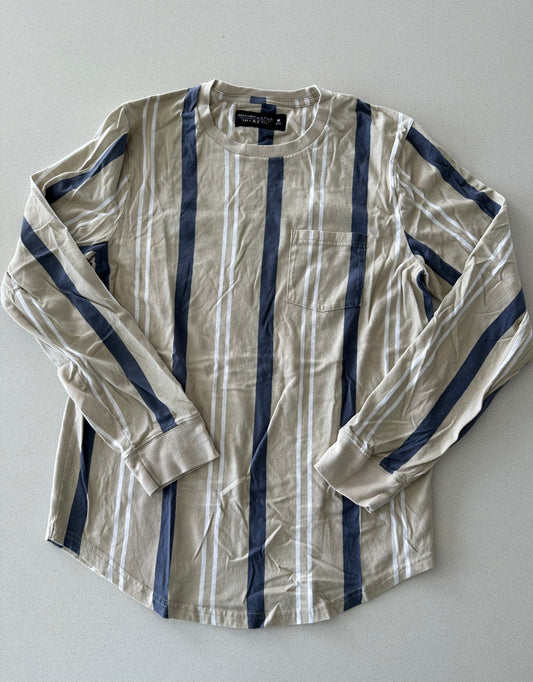 Abercrombie & Fitch Tan Striped Long Sleeve 'Soft A&F Tee' (M)