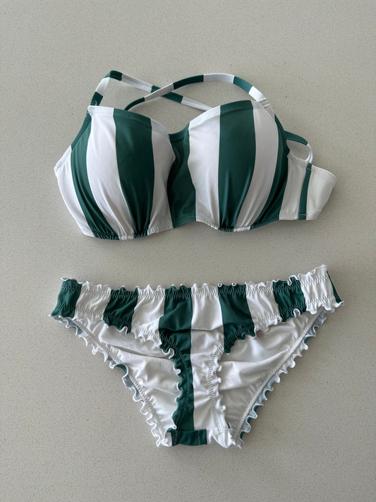 Shade &amp; Shore Green/White Bikini Set