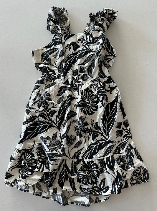 WHO WHAT WEAR Black and White Floral Dress